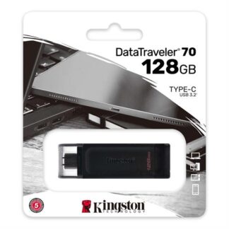 PEN USB KINGSTON DT70/128GB( 128 GB  - Preto  - USB-C 3.2  )