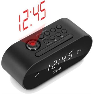 RADIO DESPERTADOR SPC FRODI MAX( Preto  - Ecrã LED - 2 alarmes - Função snooze e sleep - Projeção da hora ajustável  - Pilha  )
